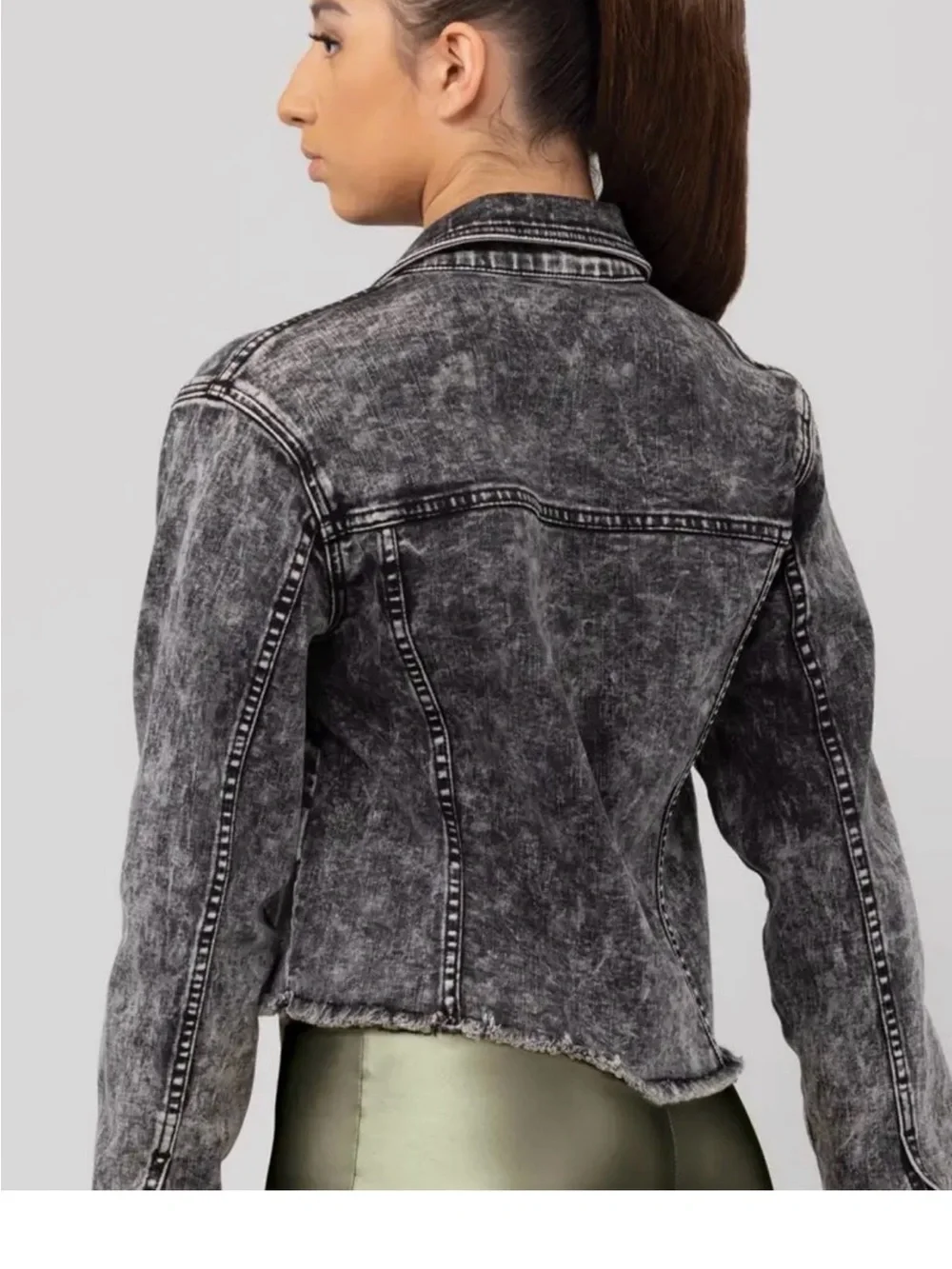 Weissman | Three-Piece Hot Pink A-Line Dance Skirt, Top, Denim Jean Jacket, LC